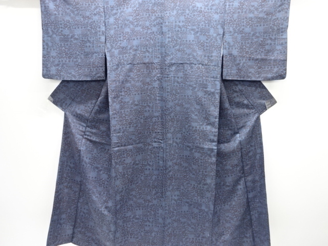 JAPANESE KIMONO / ANTIQUE KIMONO / SILK / TSUMUGI / FLORAL SARASA